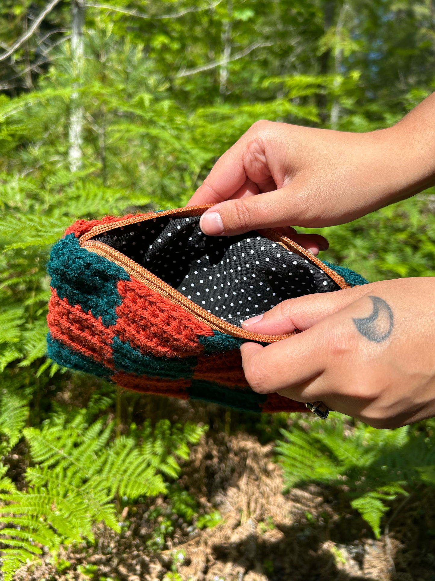 Burnt Orange & Teal Zip Pouch