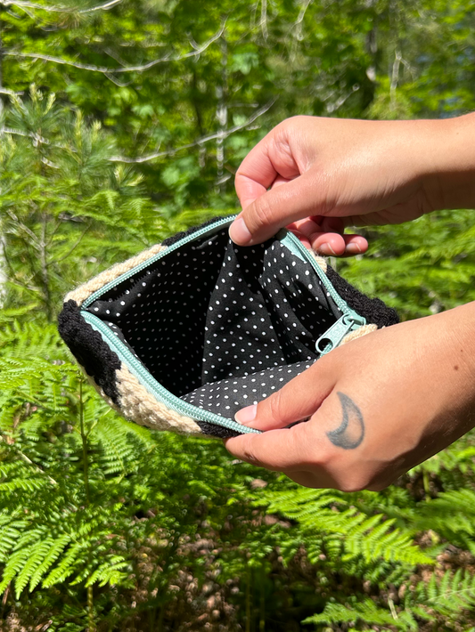 Black & White Zip Pouch w/ Color Zipper