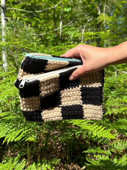 Black & White Zip Pouch w/ Color Zipper